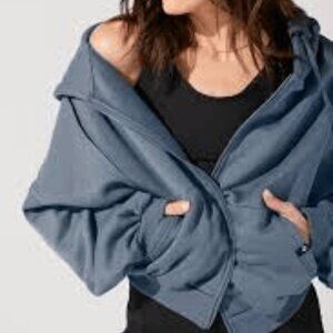 Pop Flex Zip Cropped Cloud Hoodie - Denim Blue- Size S/M